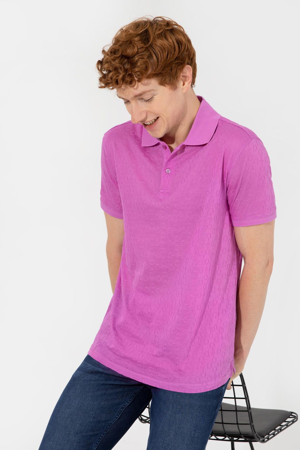 U. S. Polo Assn Мужская фиолетовая футболка с воротником-поло - U.s. polo assn фото 3