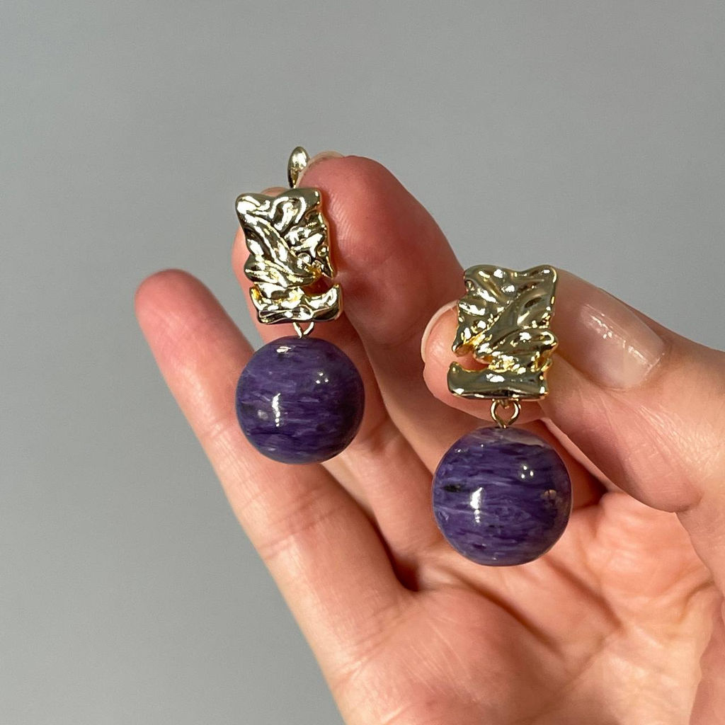 Серьги крупные из Чароита