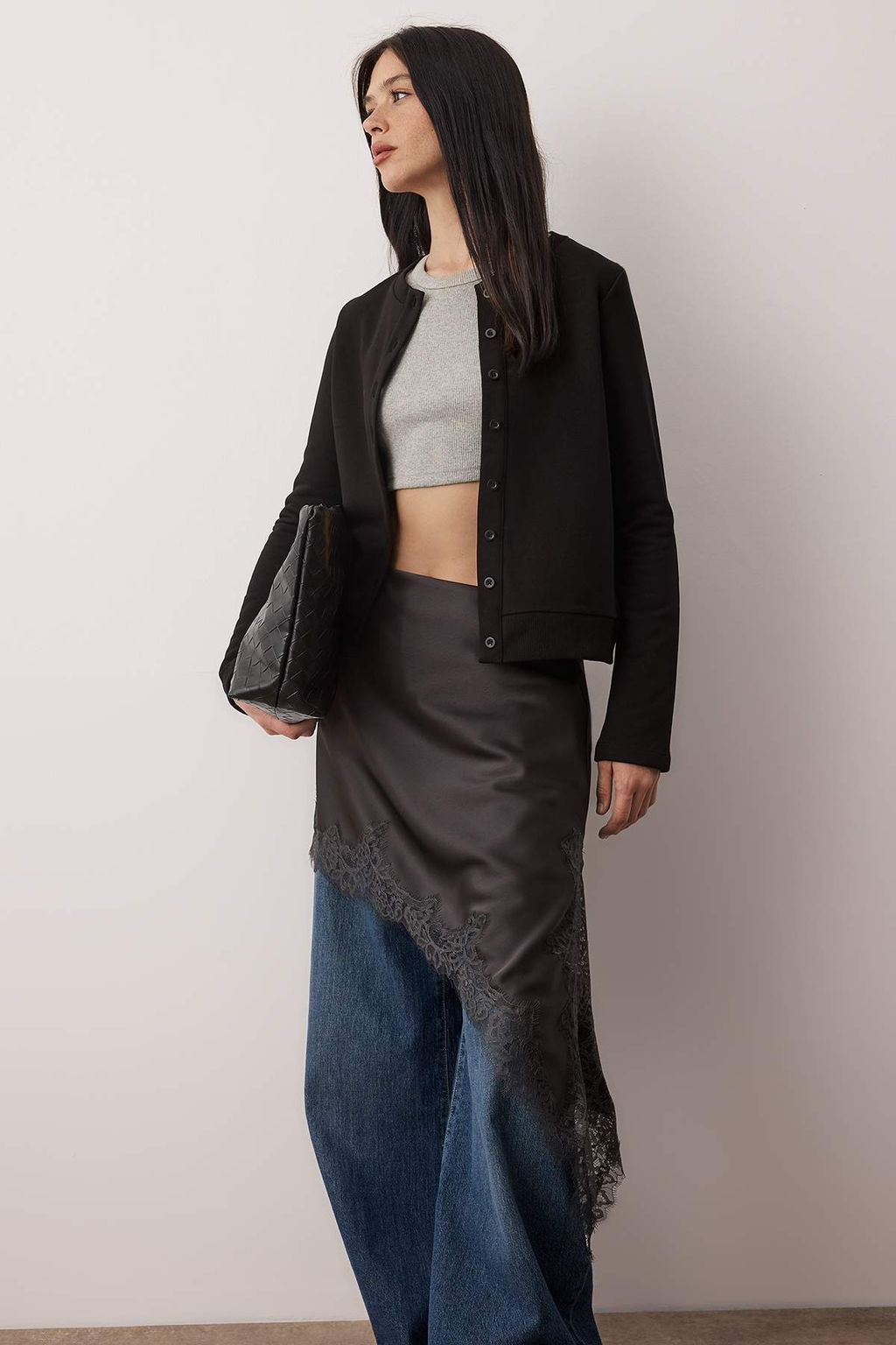 Teen Ac?k Sar? Dugmeli Regular/Normal Kal?p Orme Sweatshirt TWOAW26SW00162 - Trendyolmilla фото 8