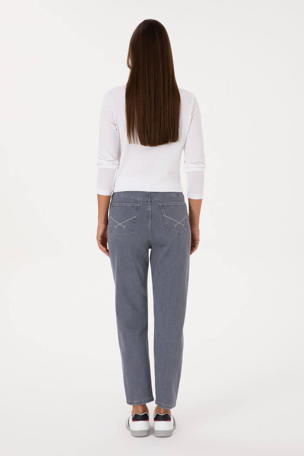 Джинсы U.S. Polo Assn Mom High Waist серые из хлопка