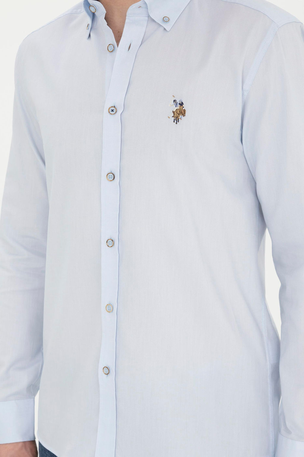 Мужская голубая базовая рубашка с длинным рукавом - U.s. polo assn фото 6