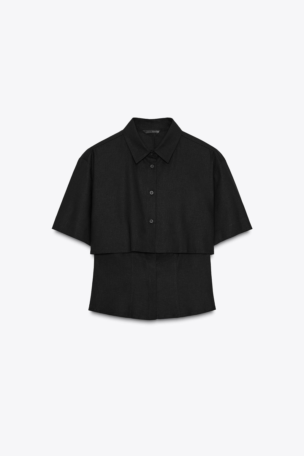 FITTED DOUBLE-LAYER LINEN BLEND SHIRT - Zara фото 12