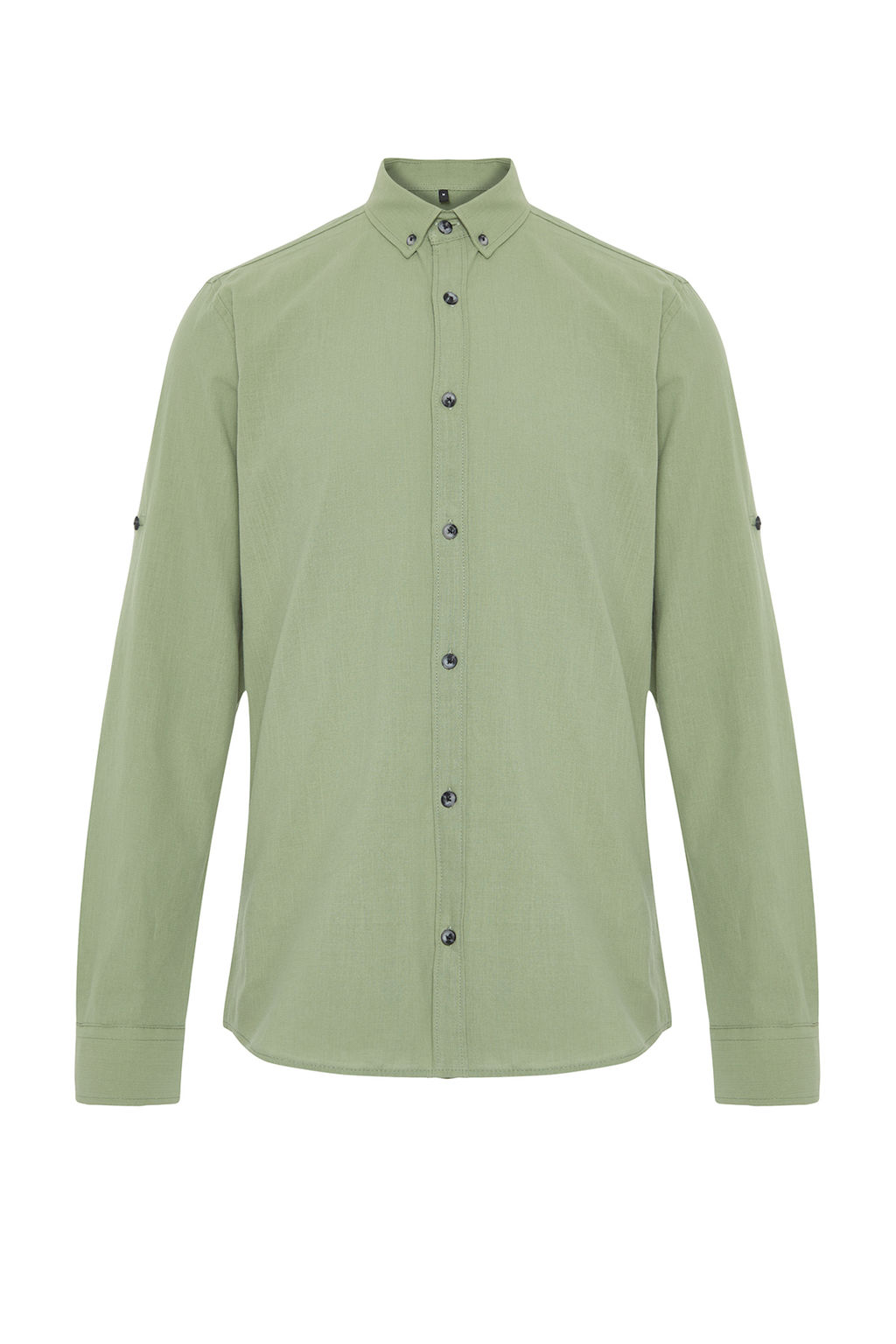 TRENDYOL MAN Koyu Yesil Dugmeli Yaka Apoletli Slim Fit Uzun Kol %100 Pamuklu Keten Gorunumlu Gomlek TMNSS20GO0189 - Trendyolmilla фото 7