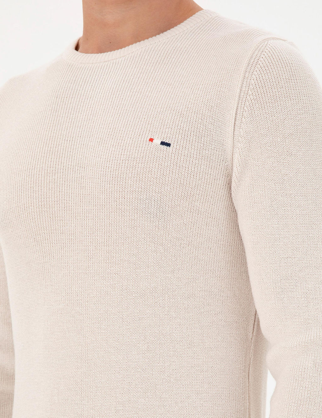 Erkek Slim Fit Bisiklet Yaka Krem Basic Kazak - U.s. polo assn фото 7