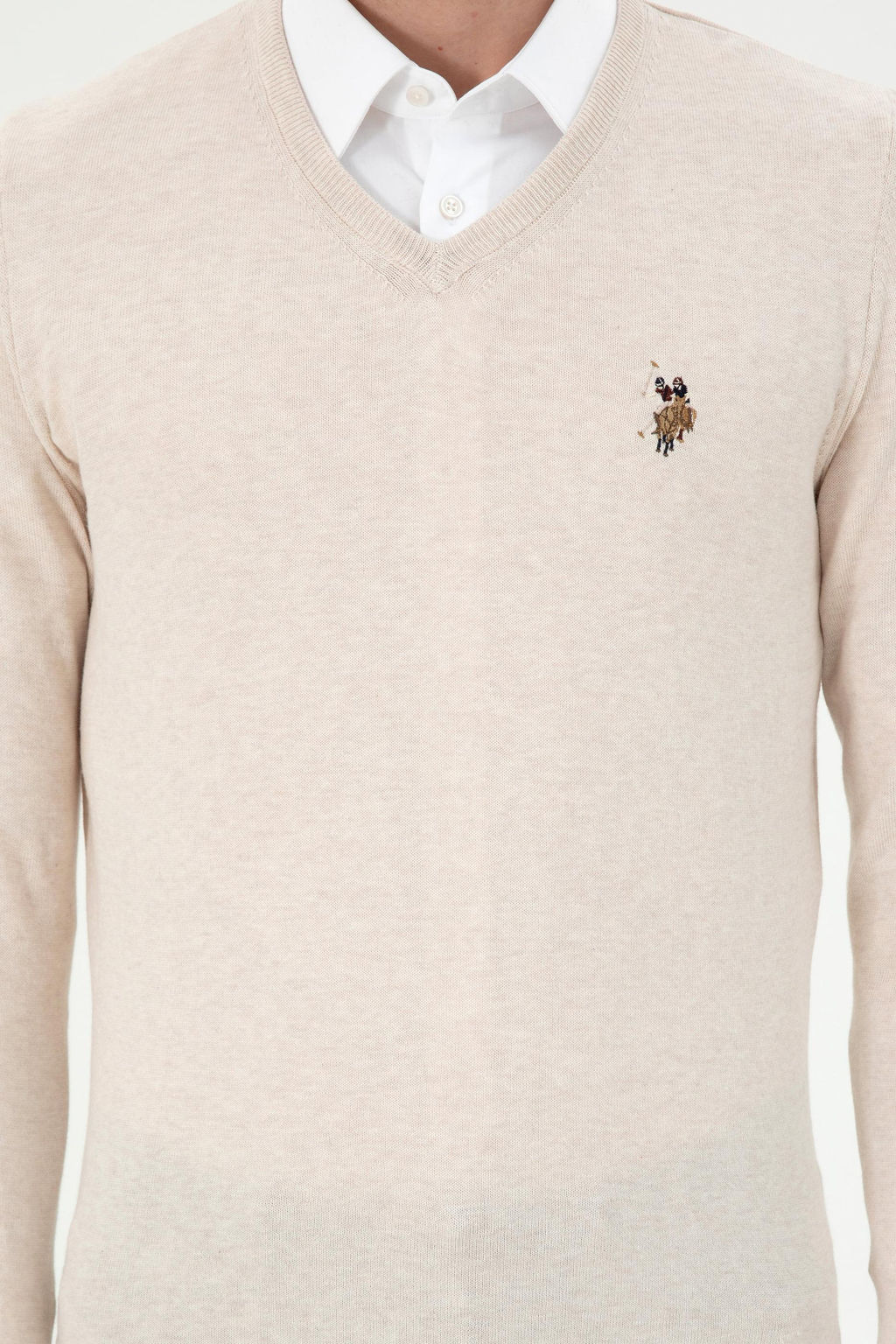 Мужской базовый свитер кремового меланжа Неожиданная скидка в корзине - U.s. polo assn фото 6