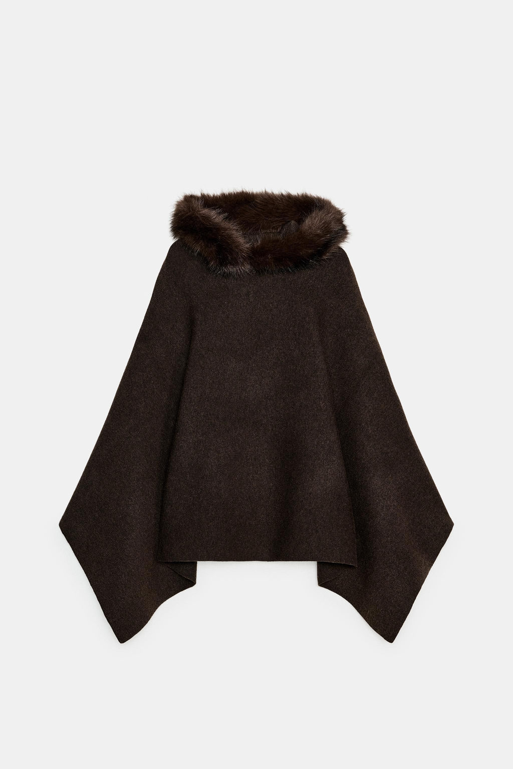 KNITTED CAPE WITH SHEEPSKIN - Zara фото 3