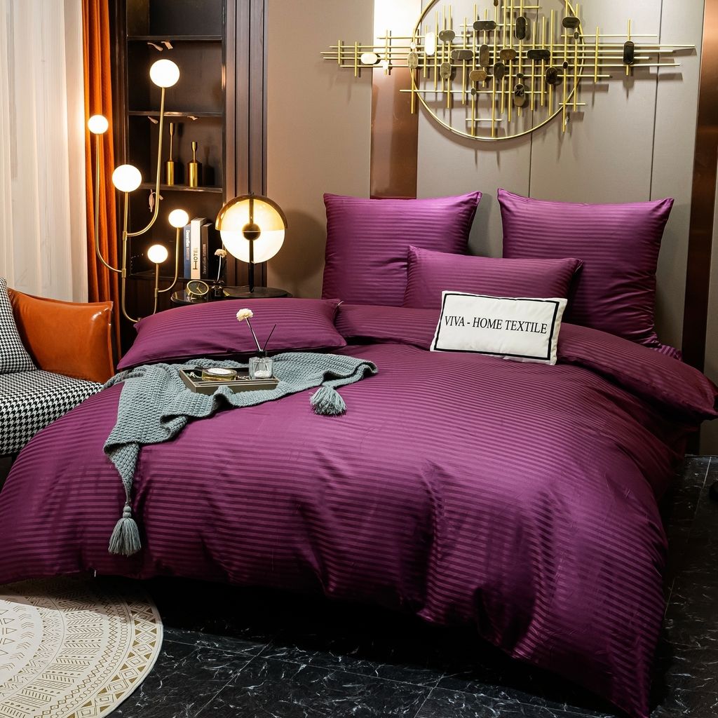 Комплект постельного белья Страйп Сатин Однотонный CT034 1.5 спальный 70-70 2 шт;50-70 2 шт