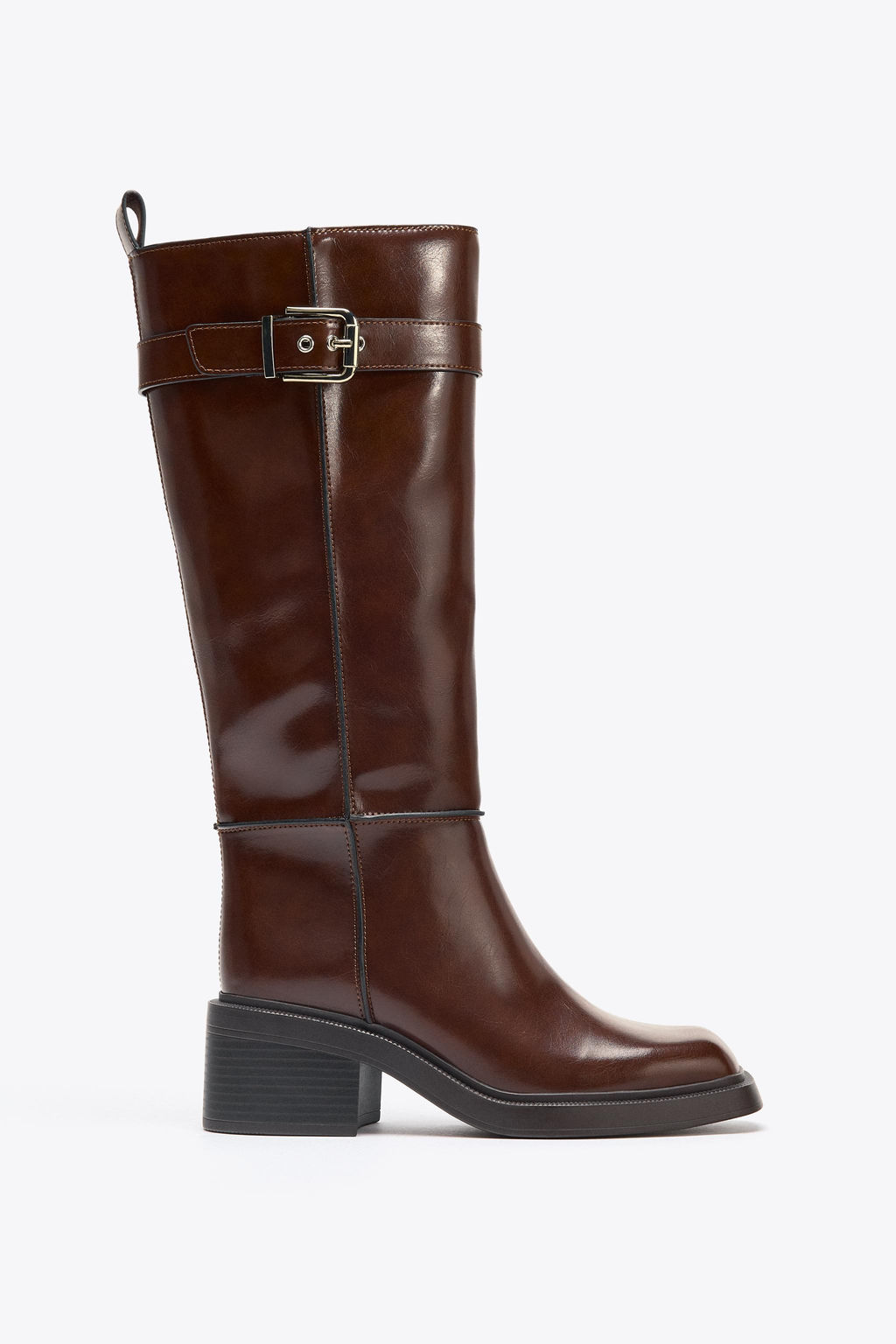 CONTRAST TOPSTITCH KNEE-HIGH BOOTS - Zara фото 3