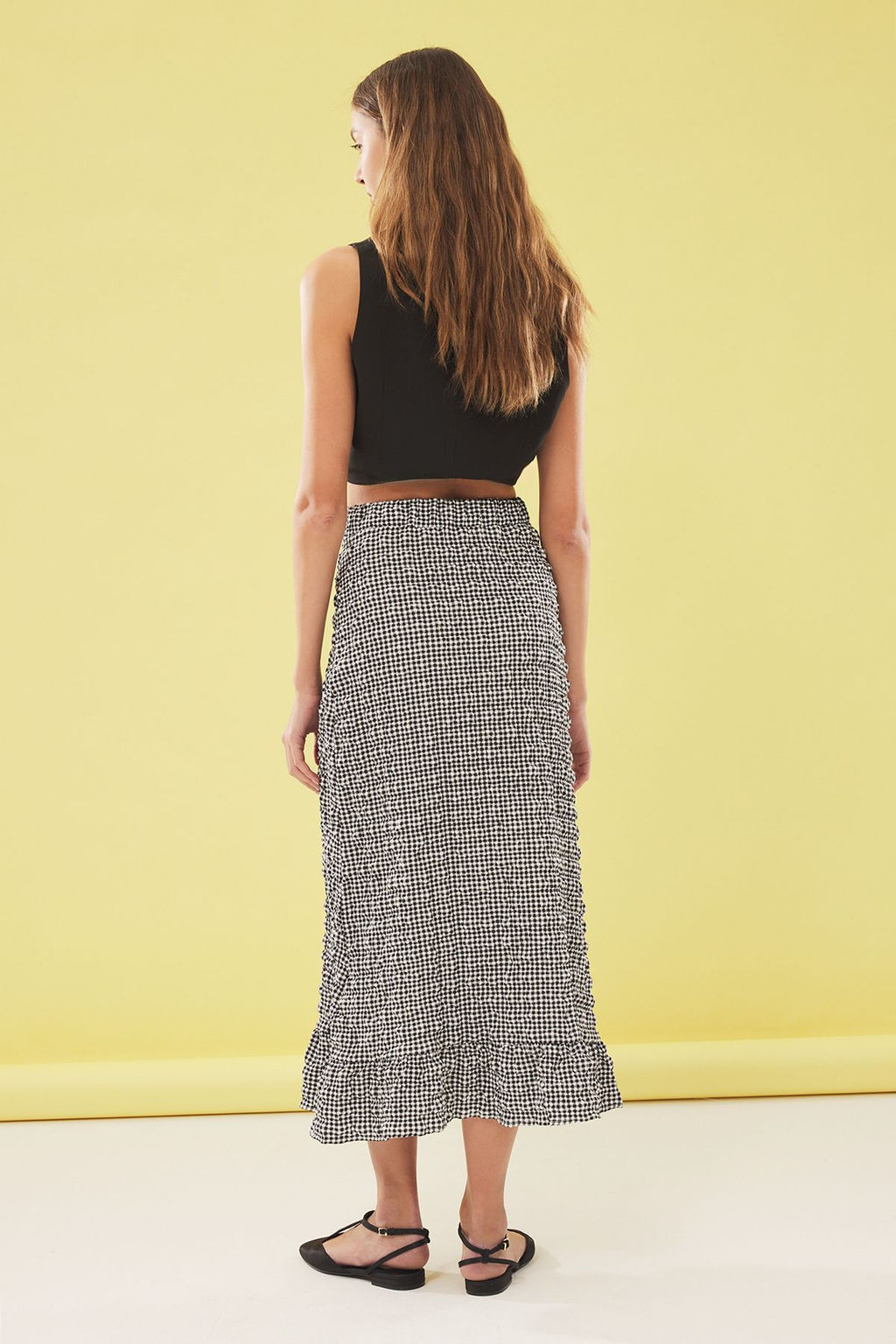 TRENDYOLMILLA Siyah Gofre Kumas Potikare Desen Maxi Boy Dokuma Etek TWOSS25ET00048 фото 5