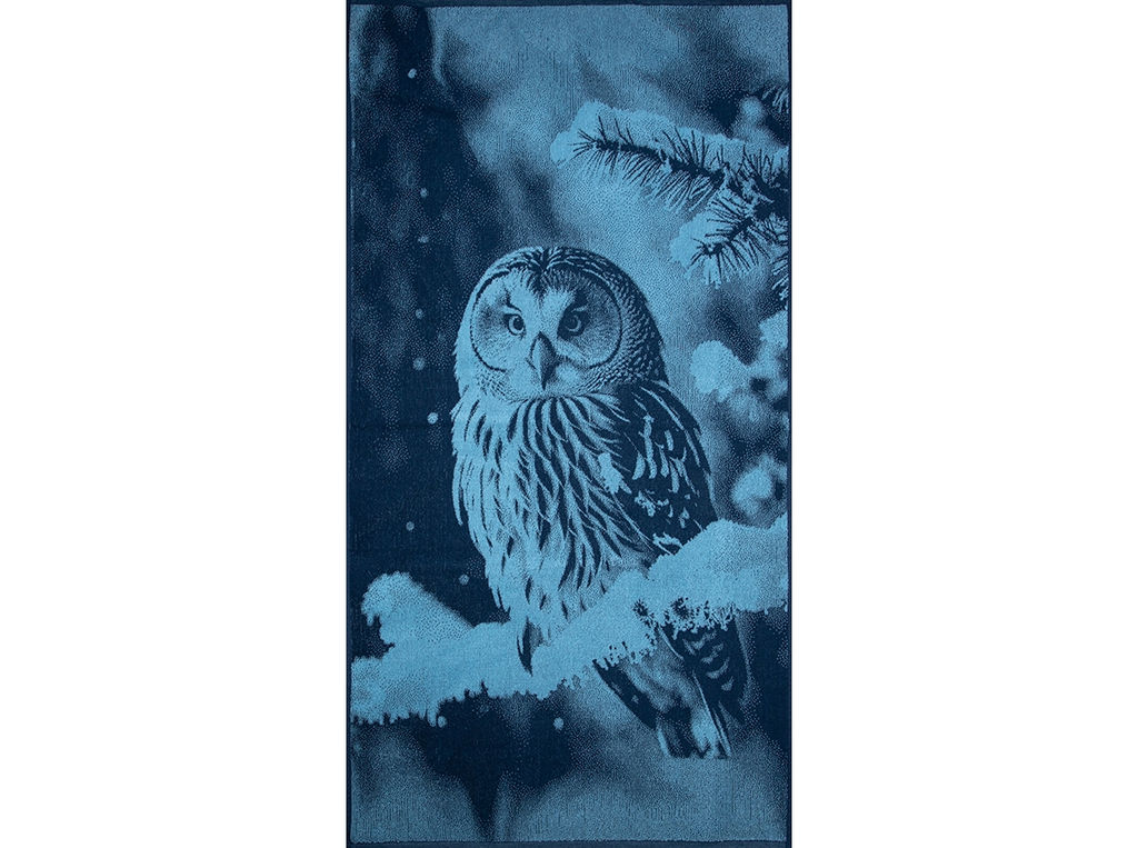 Полотенце махровое 6с102.413ж1 Фото-сова(джинс) 81х160см