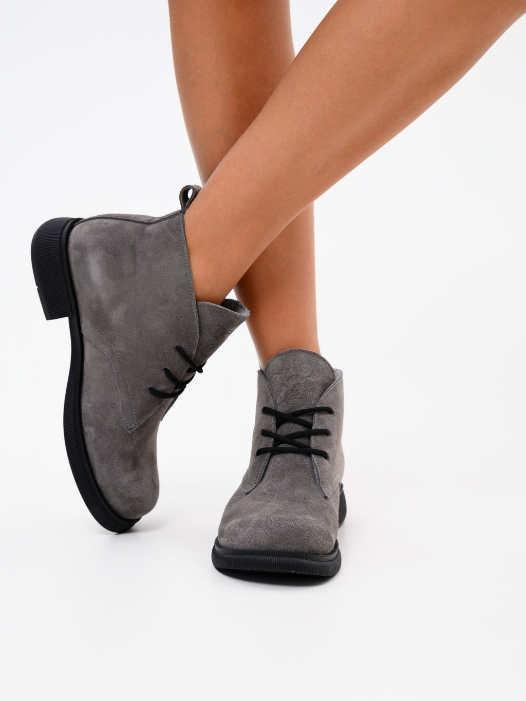 Ботинки 308.патрицияbl.Серый замок замша/байка