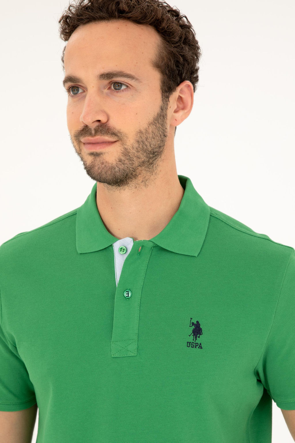 Футболка-поло U.S. Polo Assn мужская зеленая из хлопка регулярного кроя