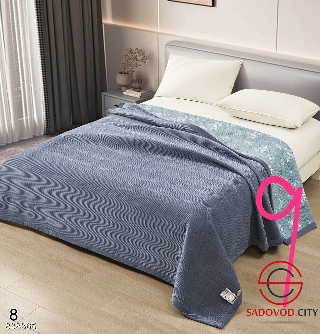 Плед покрывало велюр и хлопок