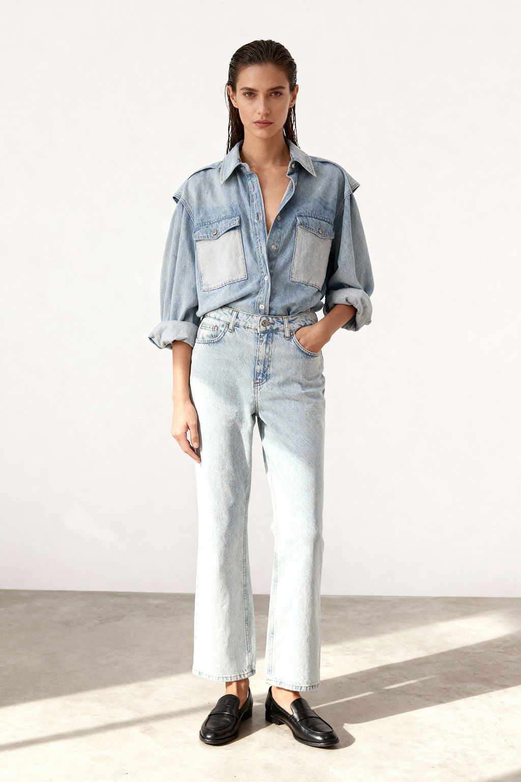 TRENDYOLMILLA Mavi Yuksek Bel Straight Jeans TWOSS23JE00089  фото 23