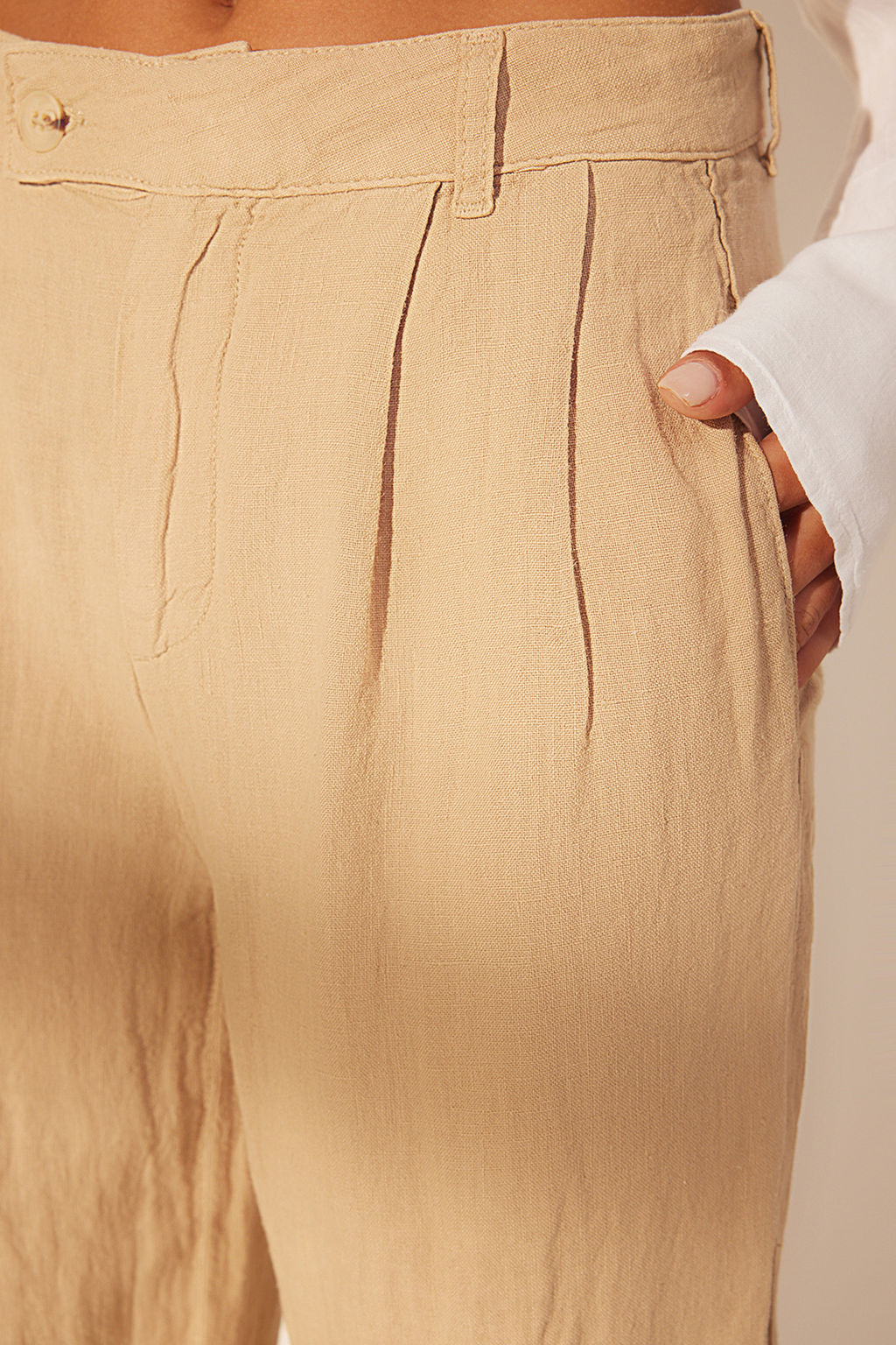 Gul Kurusu %100 Keten Pileli Yuksek Bel Wide Leg Pantolon TWOSS24JE00245 - Trendyolmilla фото 31