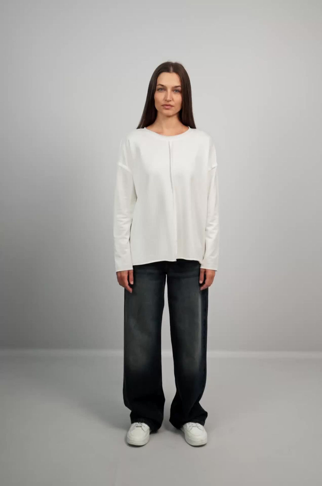 Женский лонгслив оверсайз из футера двухнитки Happyfox