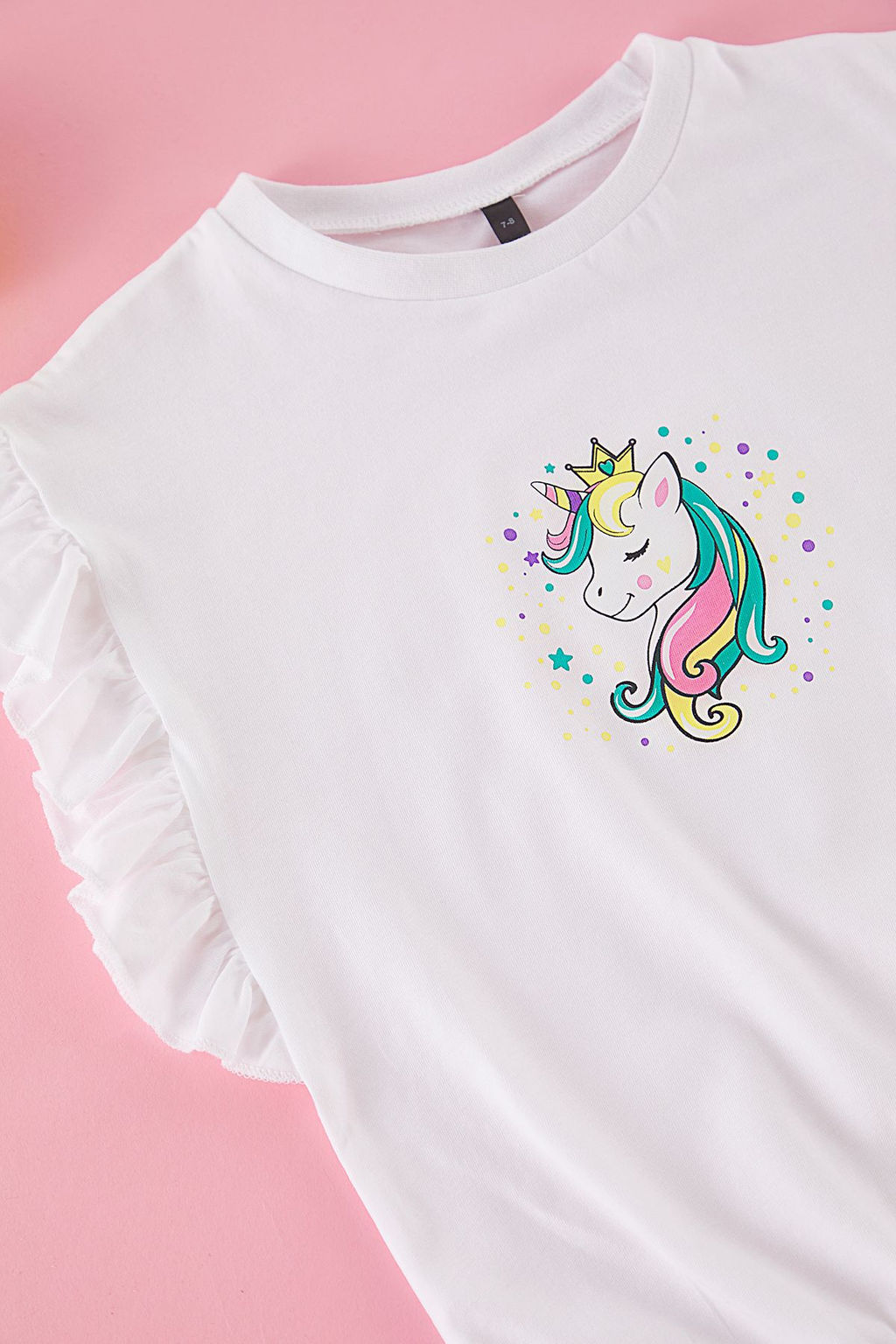 Ekru K?z Cocuk %100 Pamuk Unicorn Bask?l? Regular Kal?p F?rf?rl? Kolsuz Orme T-Shirt TKDSS25TS00034 - Trendyolmilla фото 5