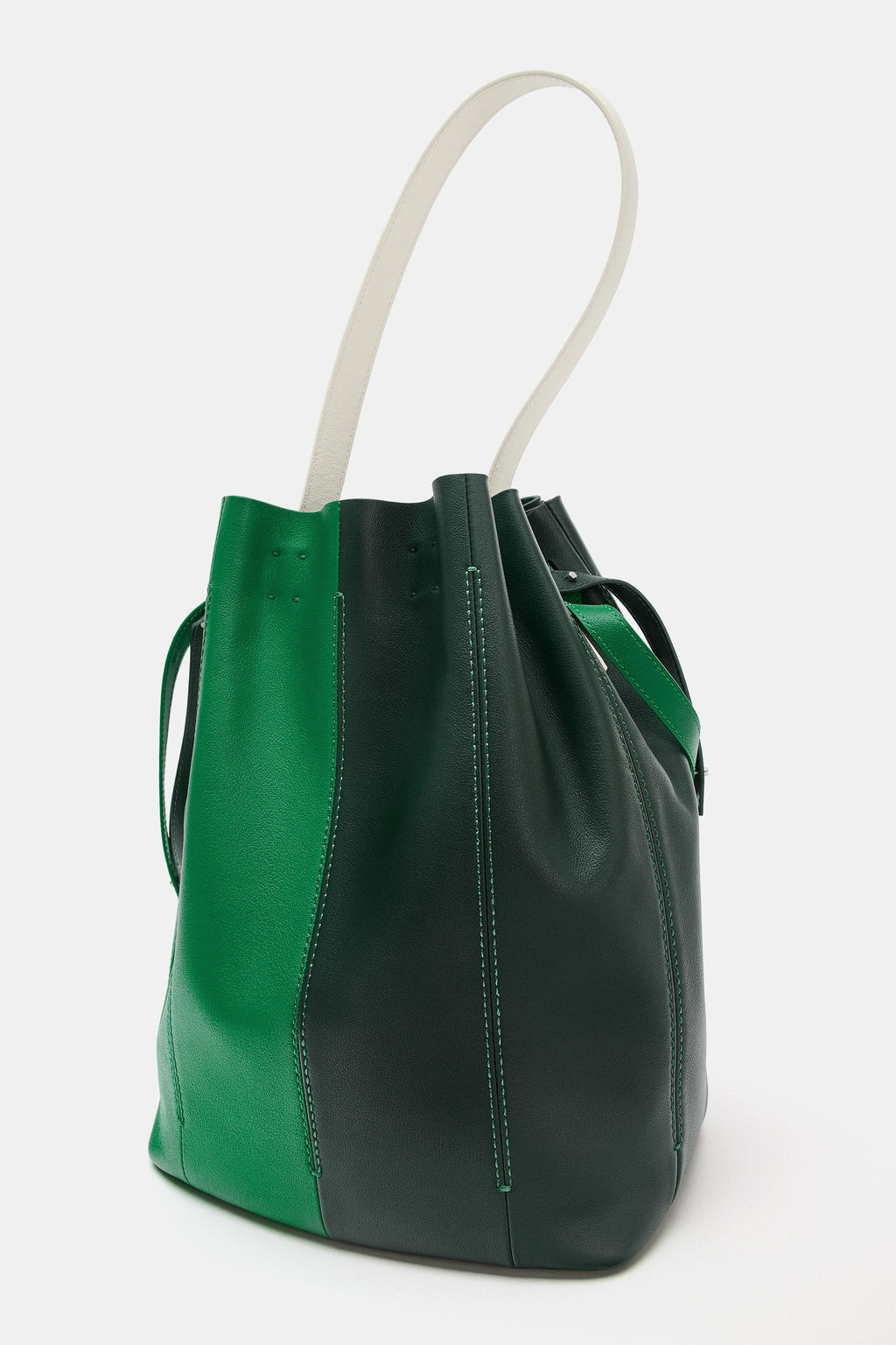 MAXI BOLSO PIEL COMBINADO / Verde - Zara фото 4