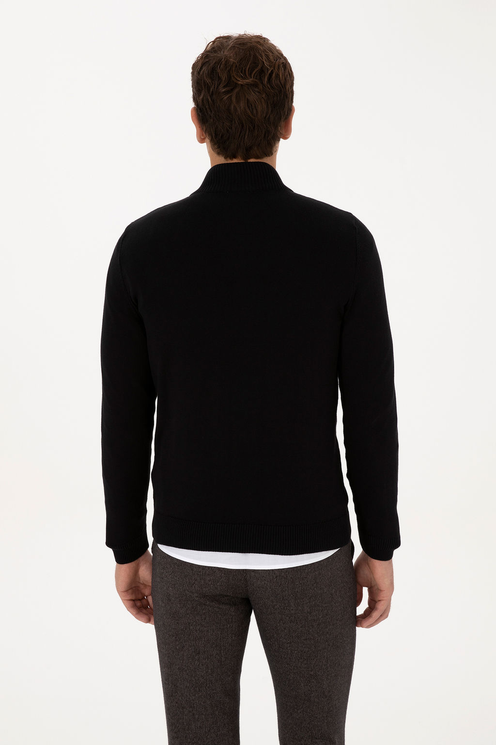 Erkek Slim Fit YarДm FermuarlД Siyah Kazak - U.s. polo assn фото 5