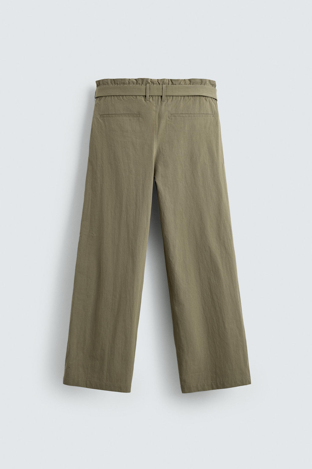 PANTAL?N WIDE FIT PLIEGUES CINTUR?N / Verde fl?or - Zara фото 9