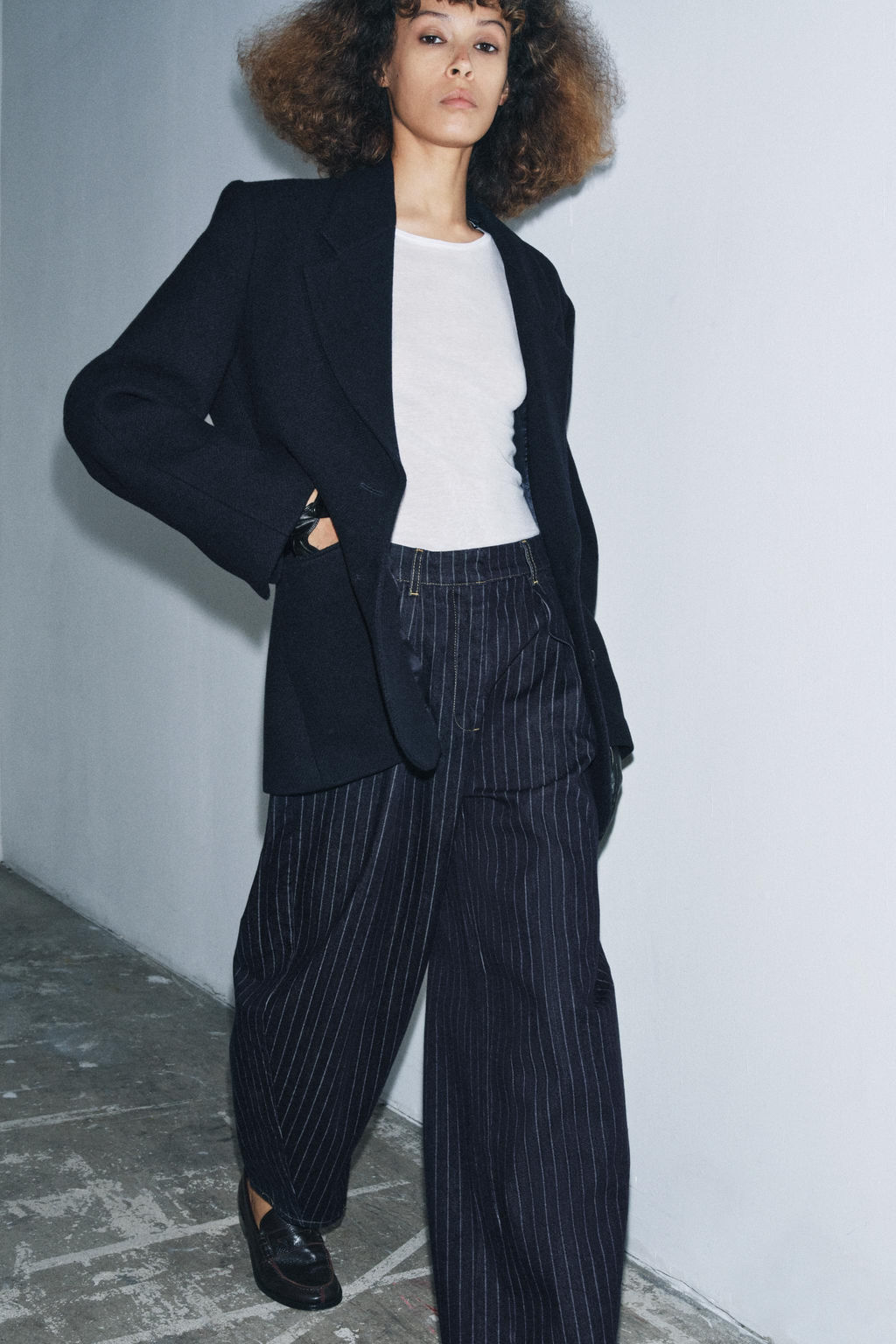 ZW COLLECTION MID-WAIST STRIPED BALLOON JEANS