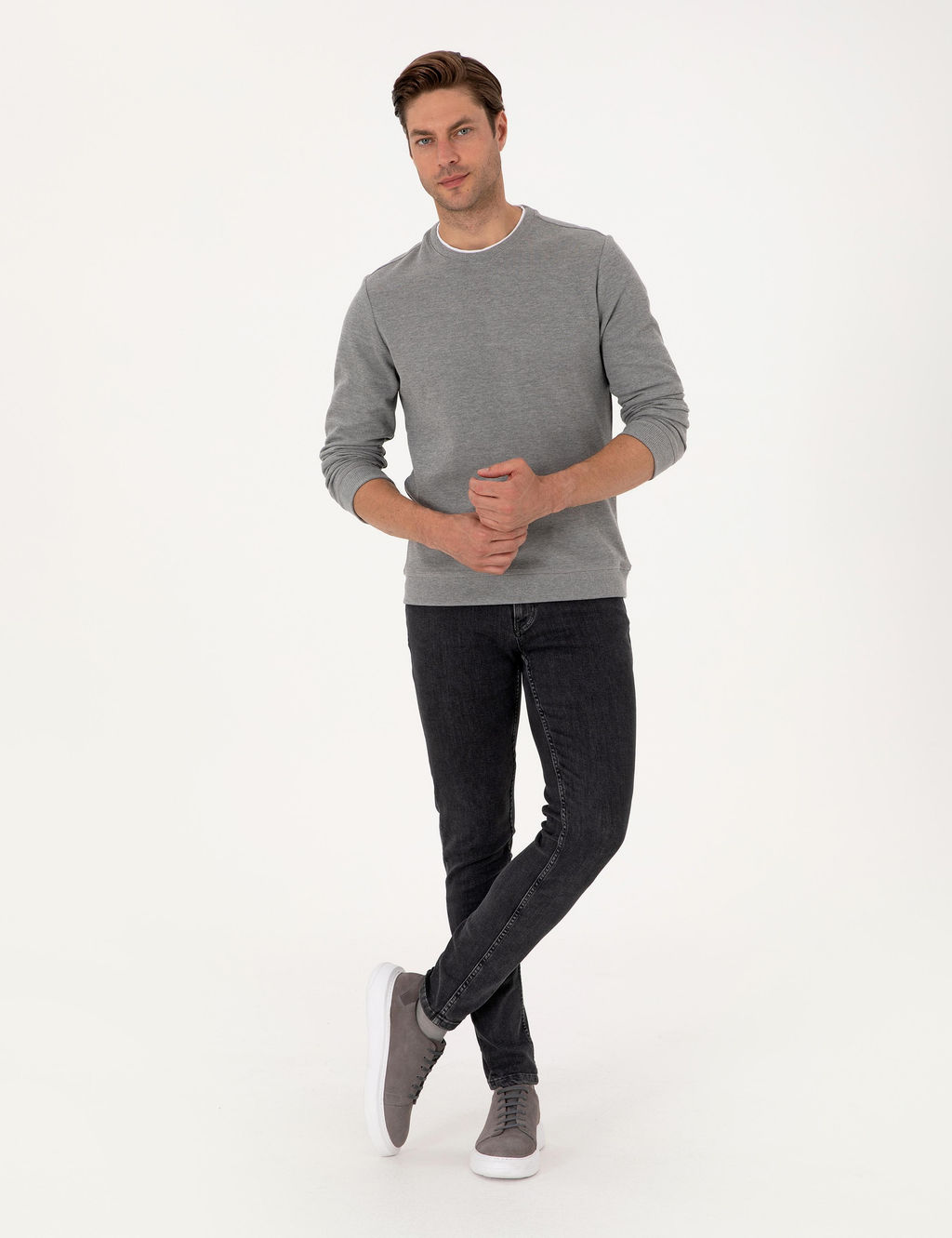Gri Melanj Regular Fit Sweatshirt - Pierre cardin фото 4