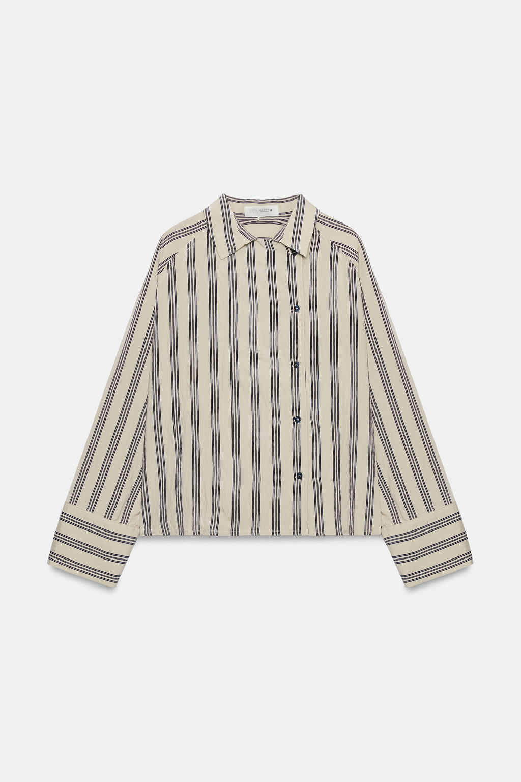 CAMISA OVERSIZE RAYAS ZW COLLECTION / Beige / Marino - Zara фото 8