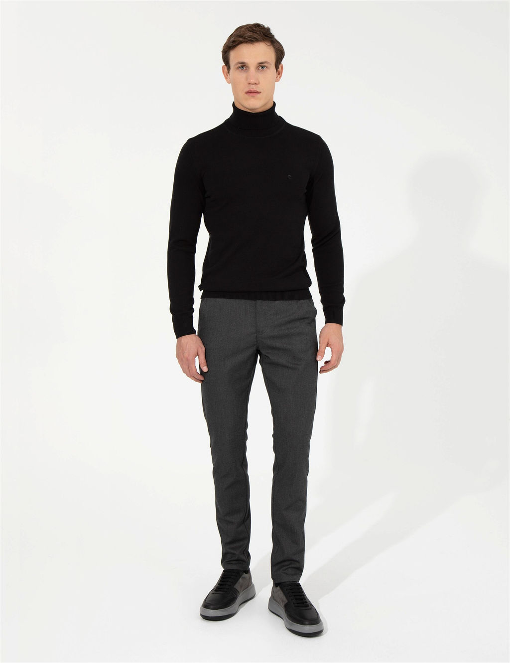 Siyah Slim Fit Bal_k__ Yaka Basic Triko Kazak - Pierre cardin фото 3