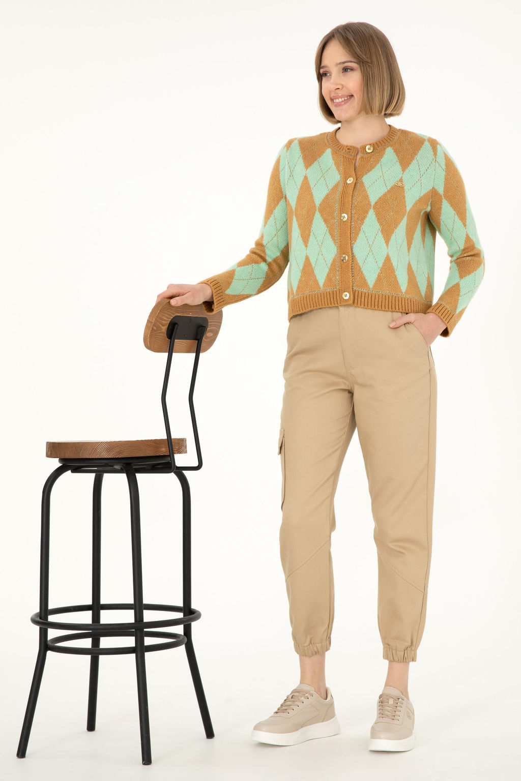 Женский кардиган из меланжевого трикотажа светло-коричневого цвета Неожиданная скидка в корзине - U.s. polo assn фото 4