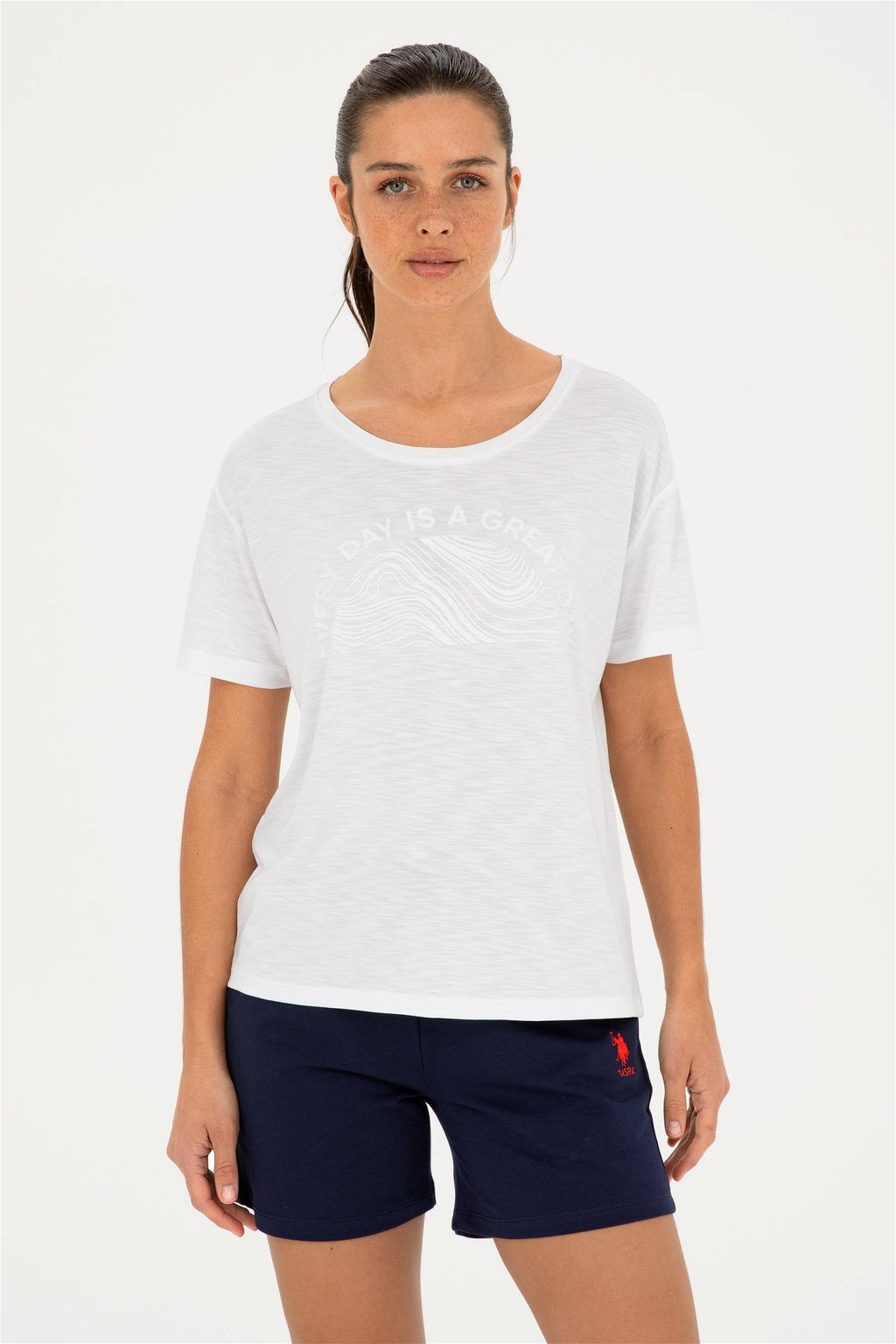 U. S. Polo Assn / Женская белая футболка с круглым вырезом