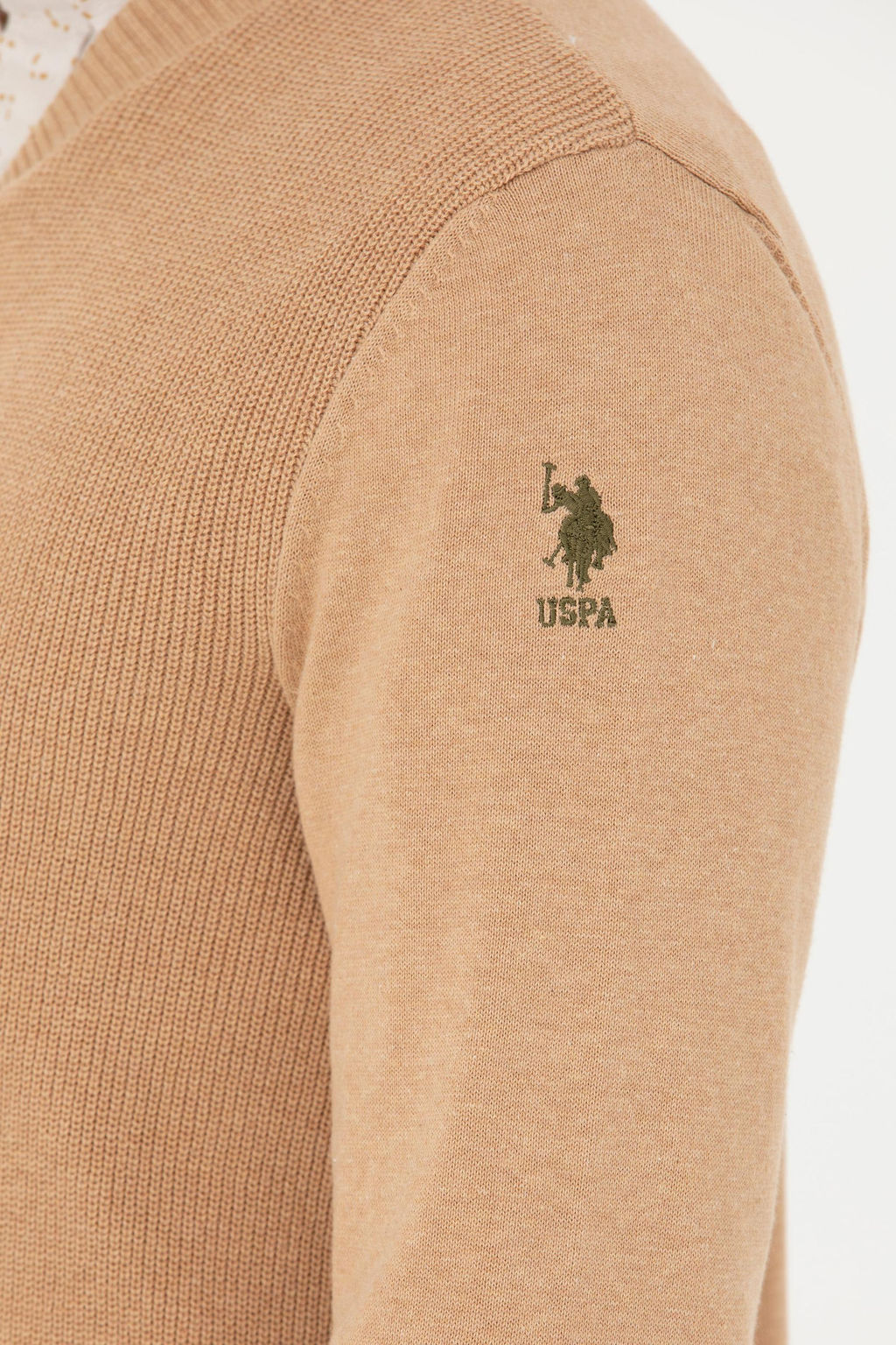 Мужской базовый трикотажный кардиган песочного меланжа - U.s. polo assn фото 21