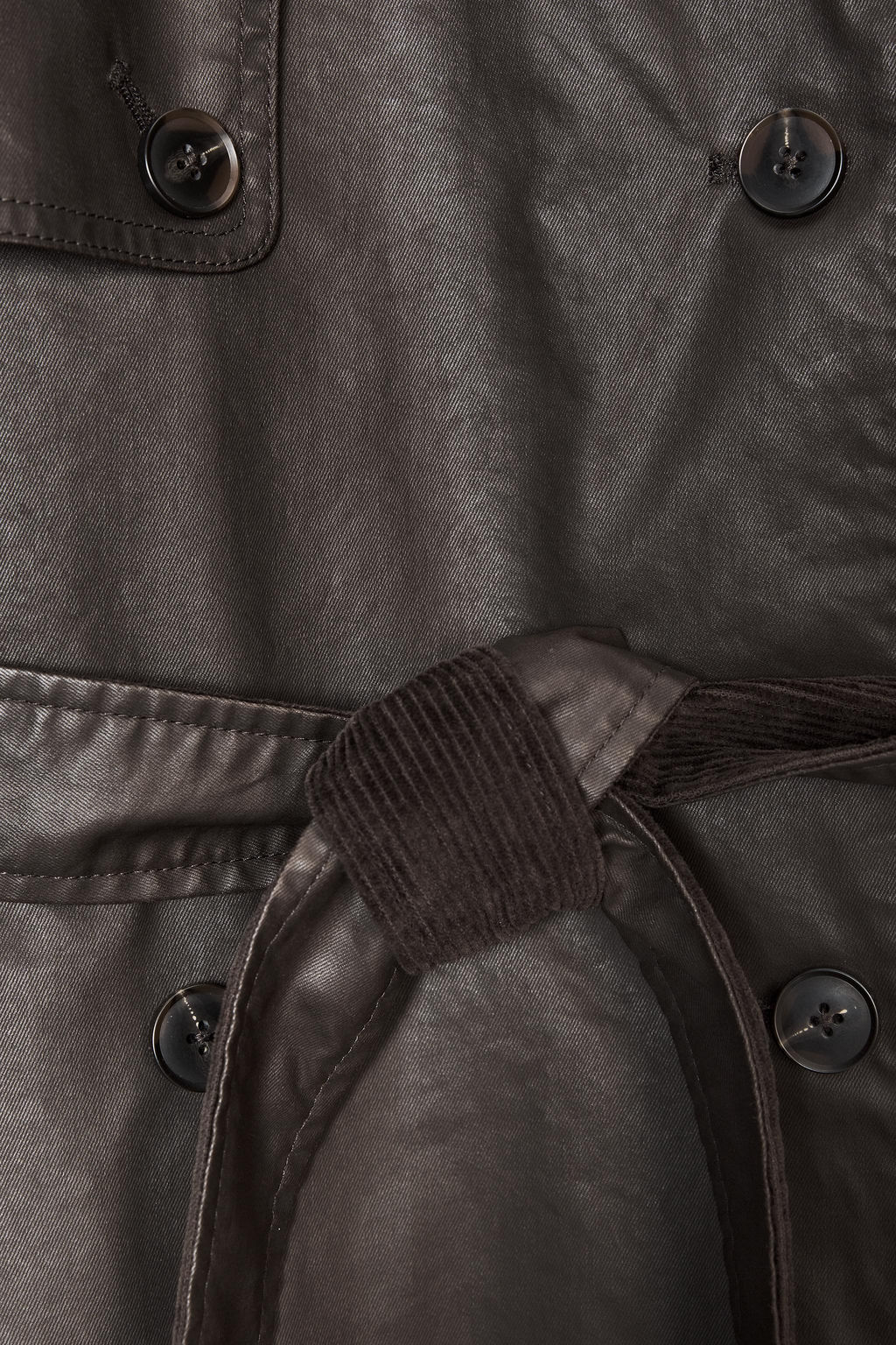 LONG WAXED TRENCH COAT WITH CORDUROY CUFFS - Zara фото 10