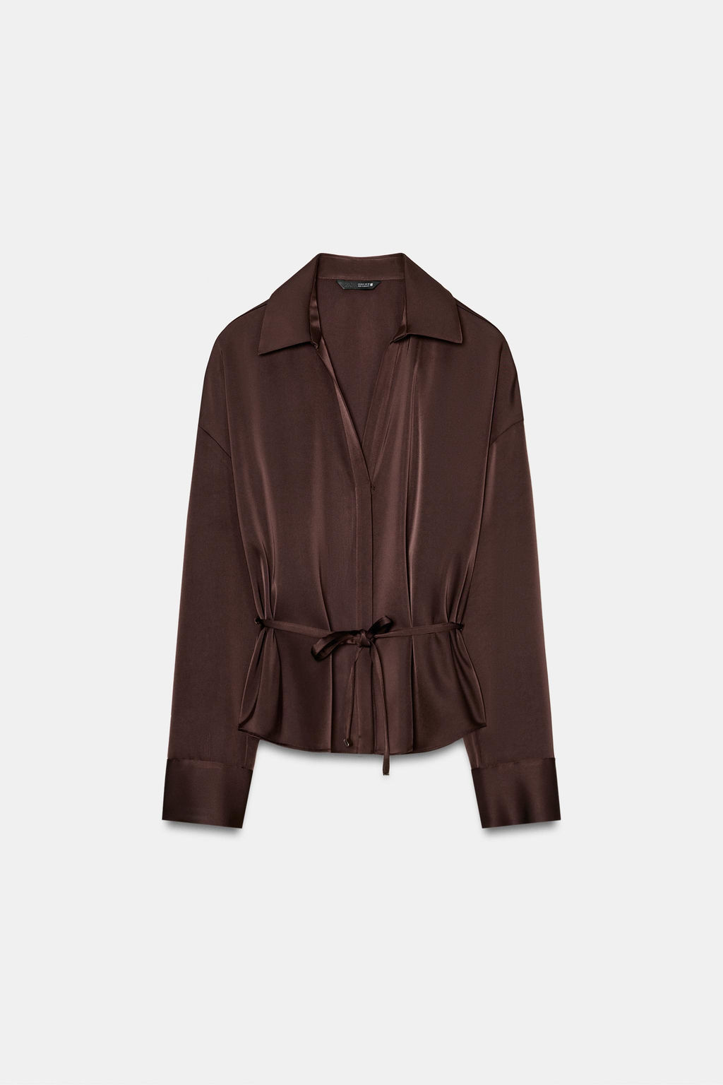 BLUSA SATINADA CINTUR?N / Marr?n chocolate - Zara фото 5