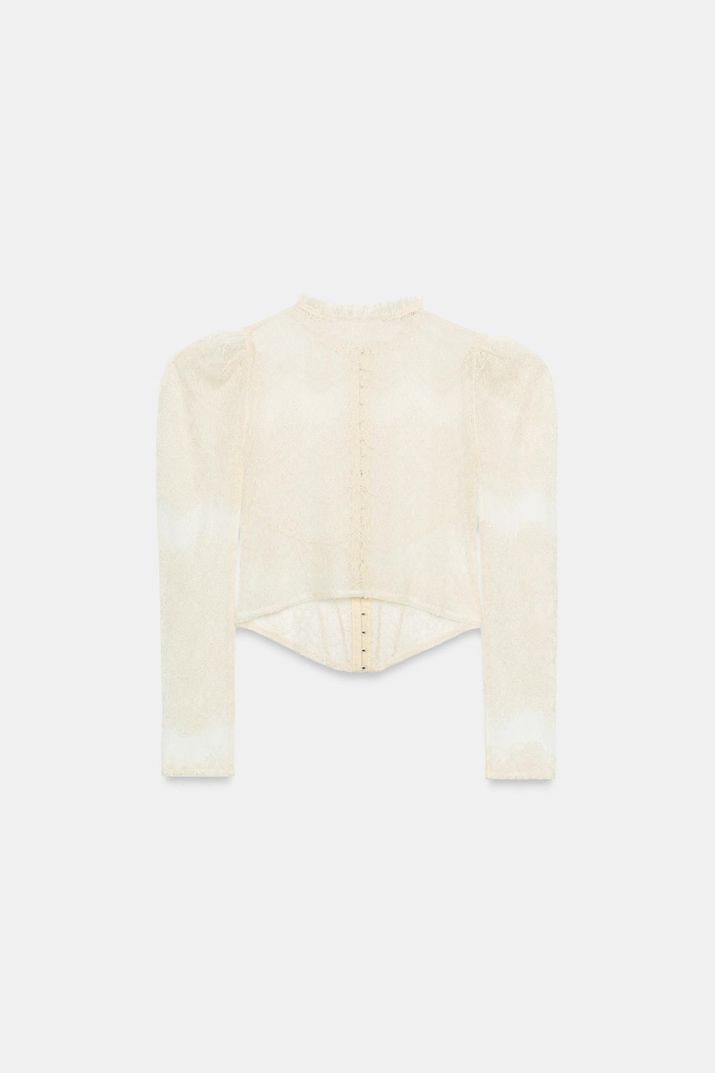 TOP CHAQUETA CORSETERA ENCAJE / Crudo