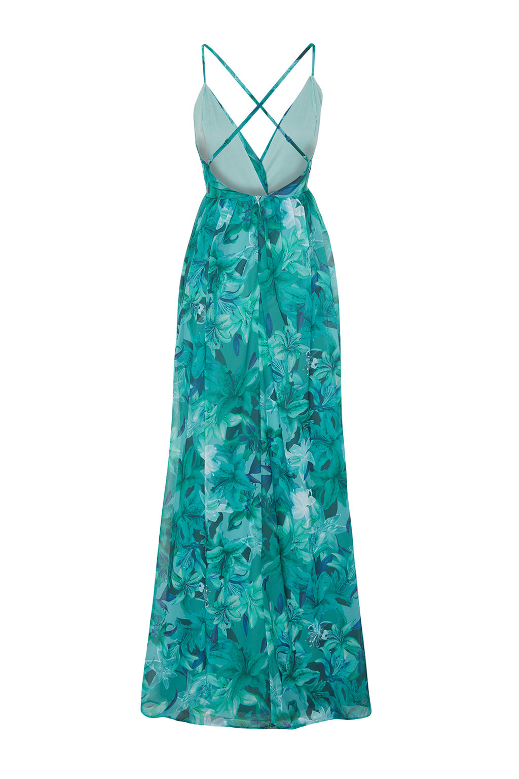 TRENDYOLMILLA Cok Renkli A-Kesim Cicekli Dokuma Sifon Uzun Abiye Elbise TPRSS24AE00094  фото 8