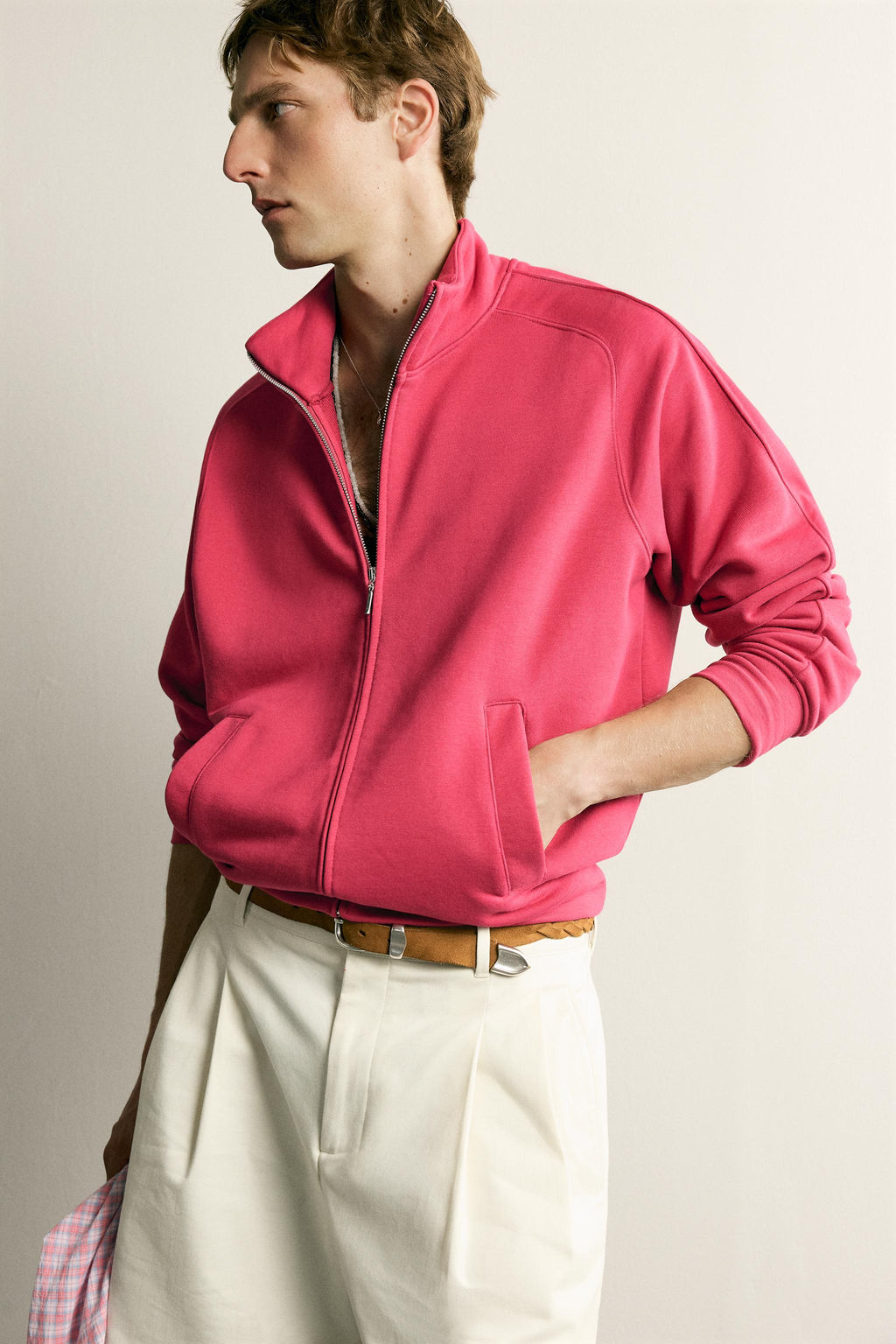 SUDADERA RELAXED FIT CREMALLERA / Fucsia - Zara фото 6