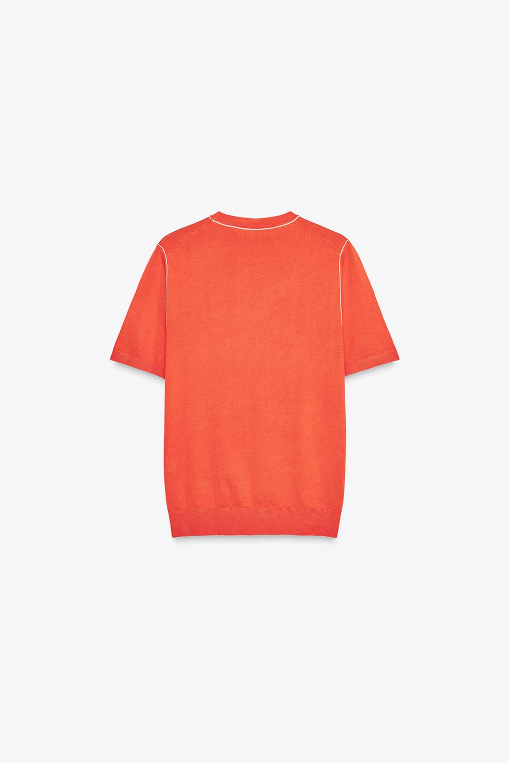 SHORT SLEEVE KNIT TOP WITH PIPING - Zara фото 20