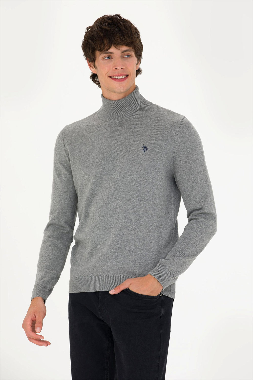 U. S. Polo Assn Мужской серый меланжевый базовый свитер - U.s. polo assn фото 8