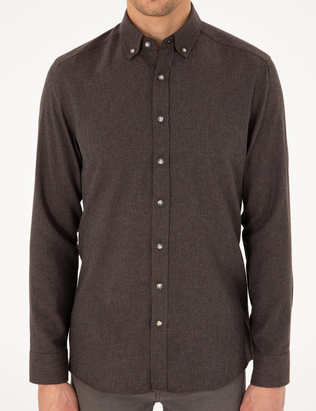 Kahverengi Slim Fit Uzun Kollu G_mlek