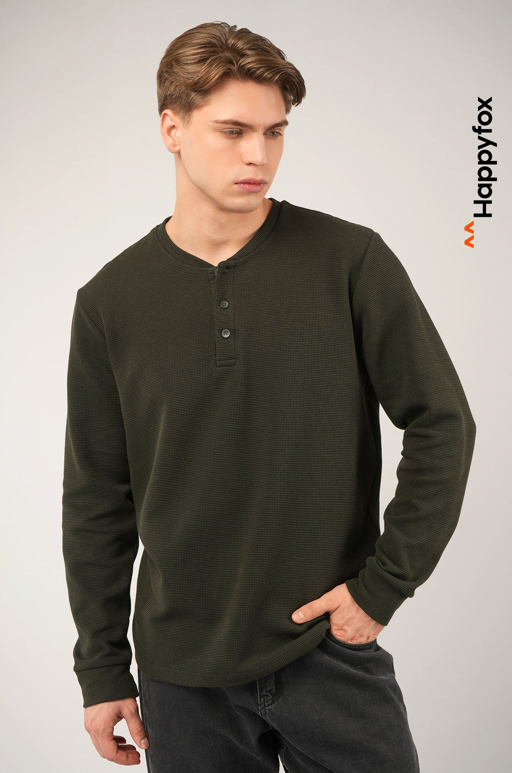 Мужской лонгслив на пуговицах Happyfox