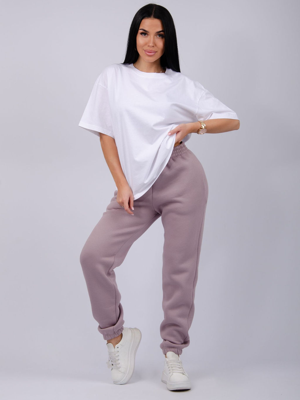 Джоггеры Мистерия 5, футер 3-х нитка начес - Малина фото 17