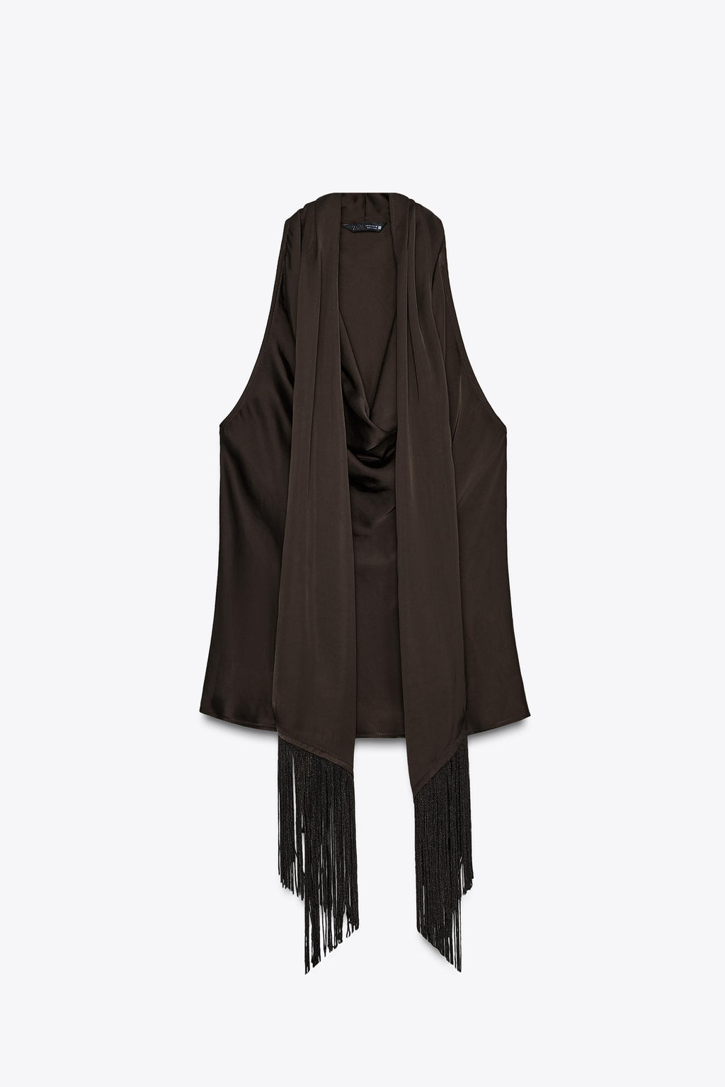 SATIN TOP WITH FRINGING - Zara фото 6
