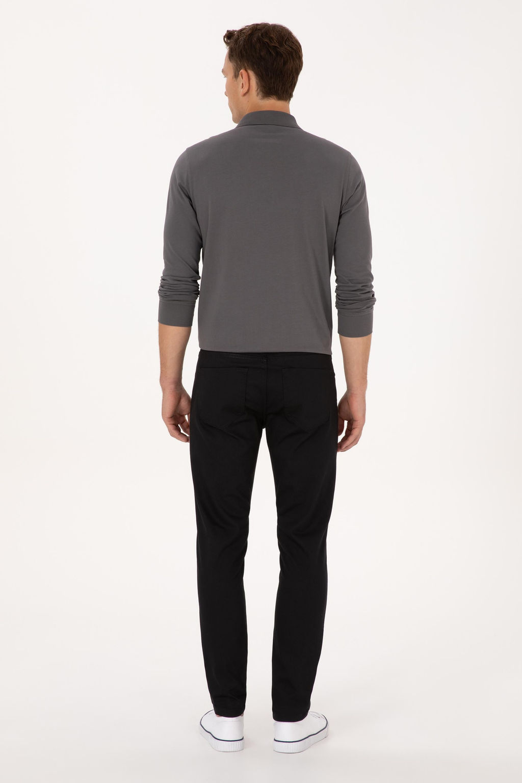 Erkek Siyah Slim Fit Kanvas / Chino Pantolon
