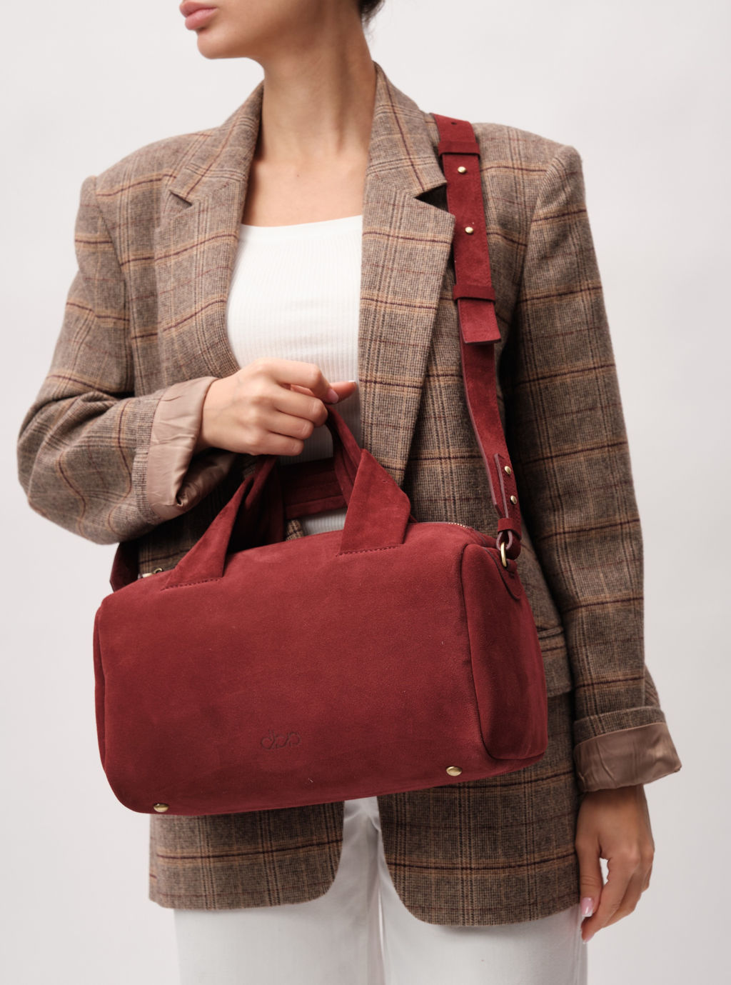 Замшевая сумка Bowling DBR 31378 красное вино  фото 10