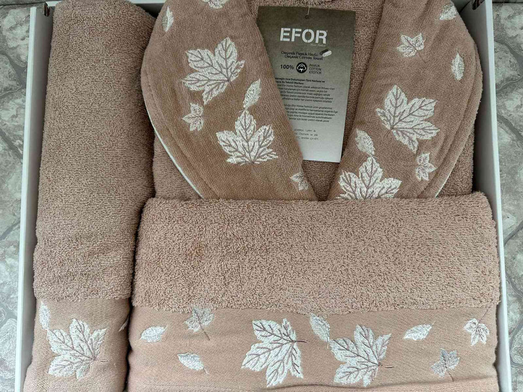 Набор EFOR в ассортименте 3-х пр. (халат,полотенце 50*90,70*140) YAPRAK светло-розовый (PUDRA)