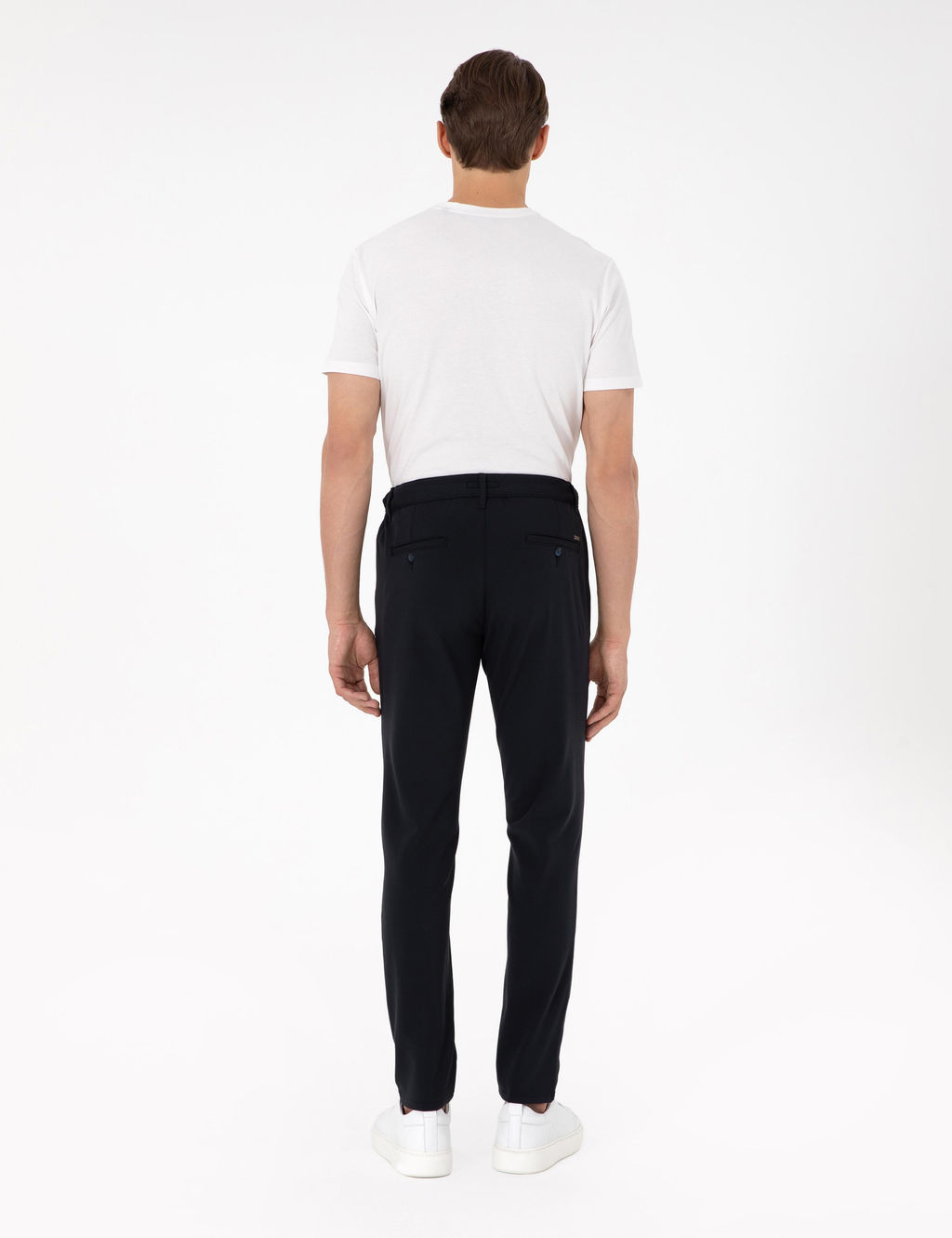 Lacivert Slim Esnek Jogger Fit Kanvas Pantolon