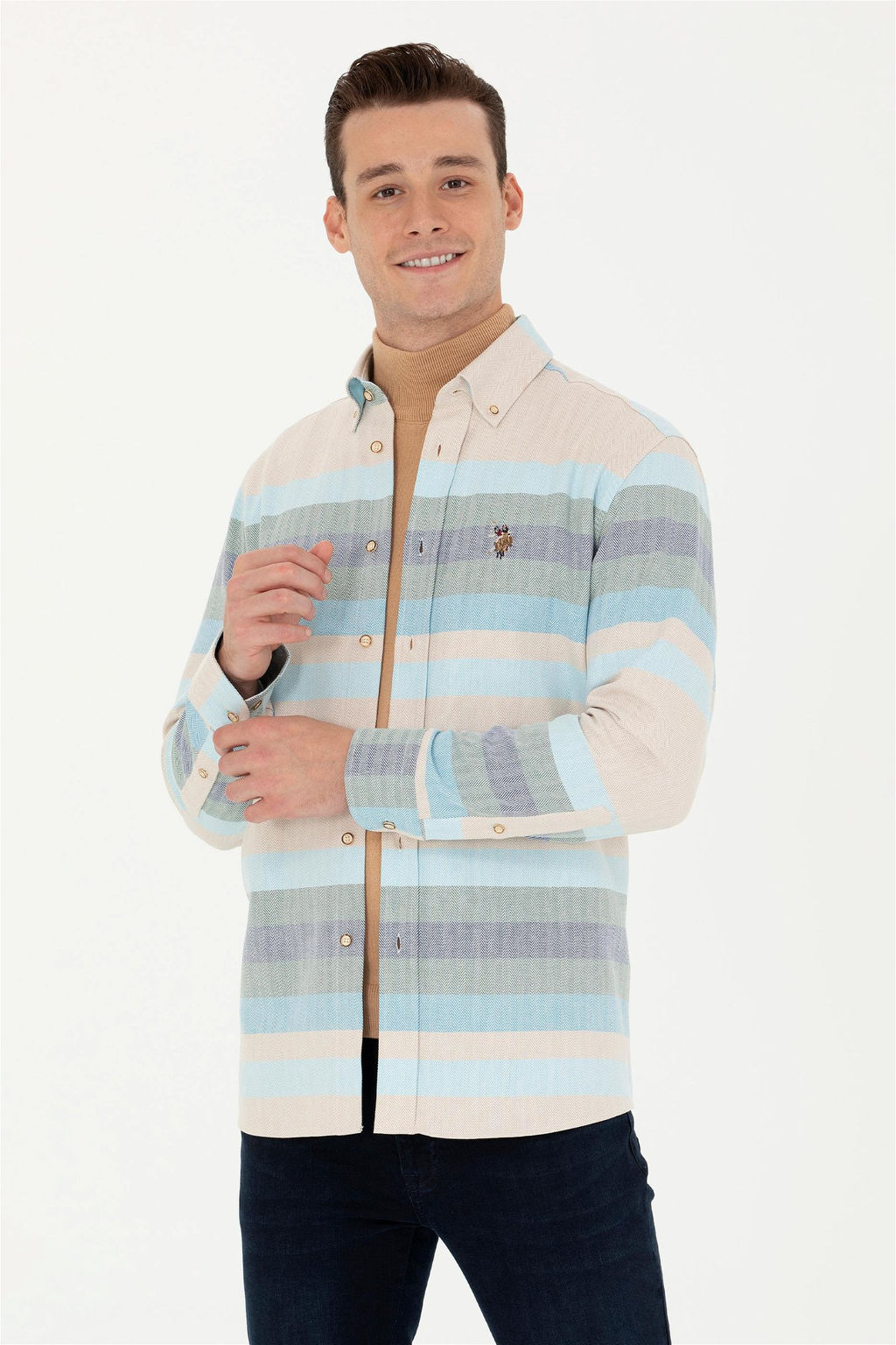 U. S. Polo Assn Мужская синяя рубашка с длинным рукавом - U.s. polo assn фото 10