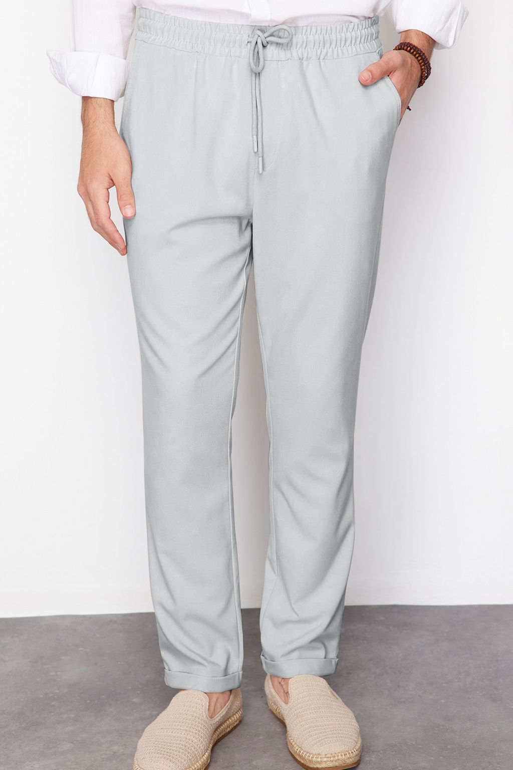 TRENDYOL MAN Siyah More Sustainable Beli Lastikli Slim Fit Duble Paca Kumas Pantolon TMNAW21PL0107 - Trendyolmilla фото 2