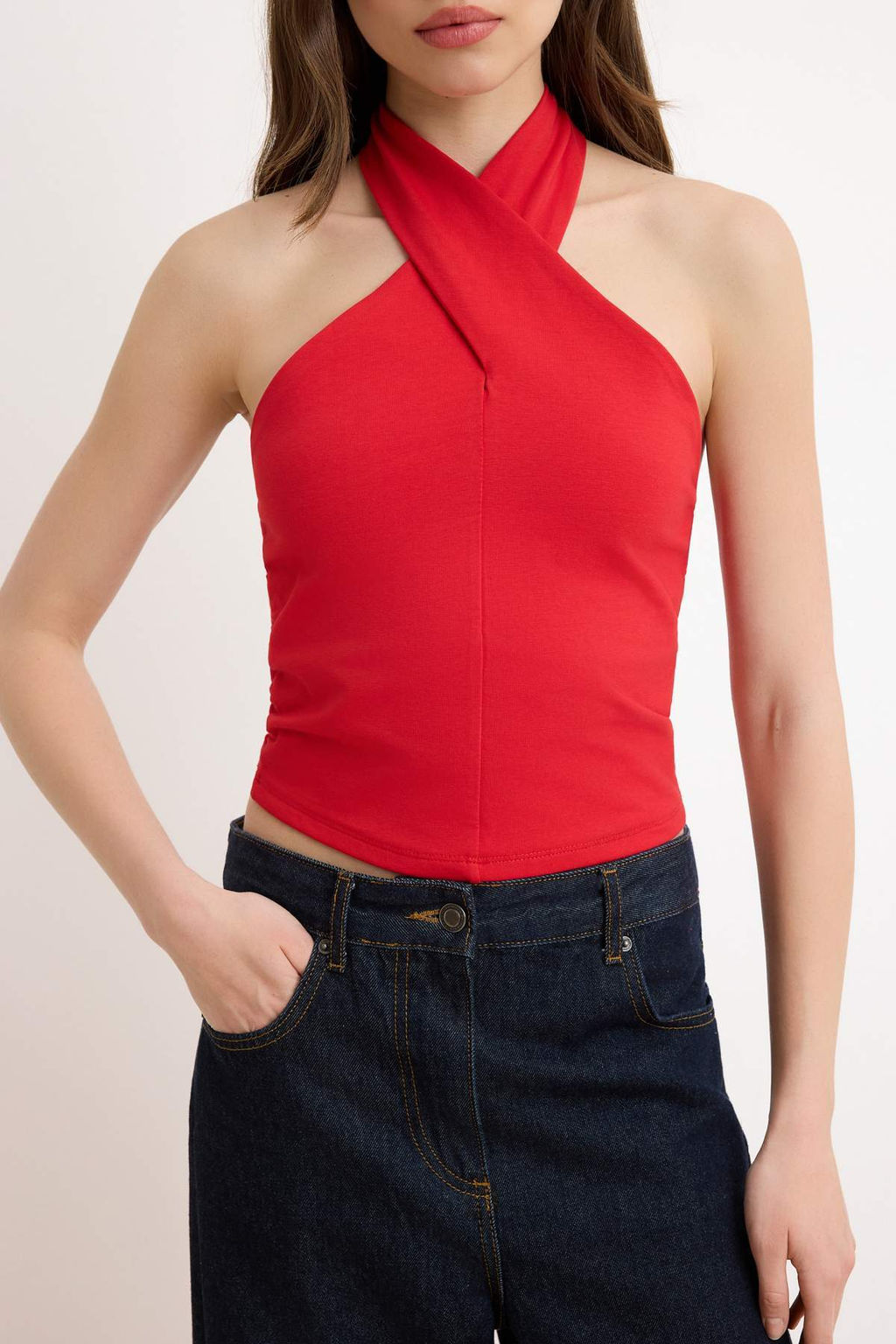 Trendyolmilla Siyah Boyundan Baglamal? Fitted/Vucuda Oturan Esnek Orme Bluz TWOSS24BZ00459  фото 23