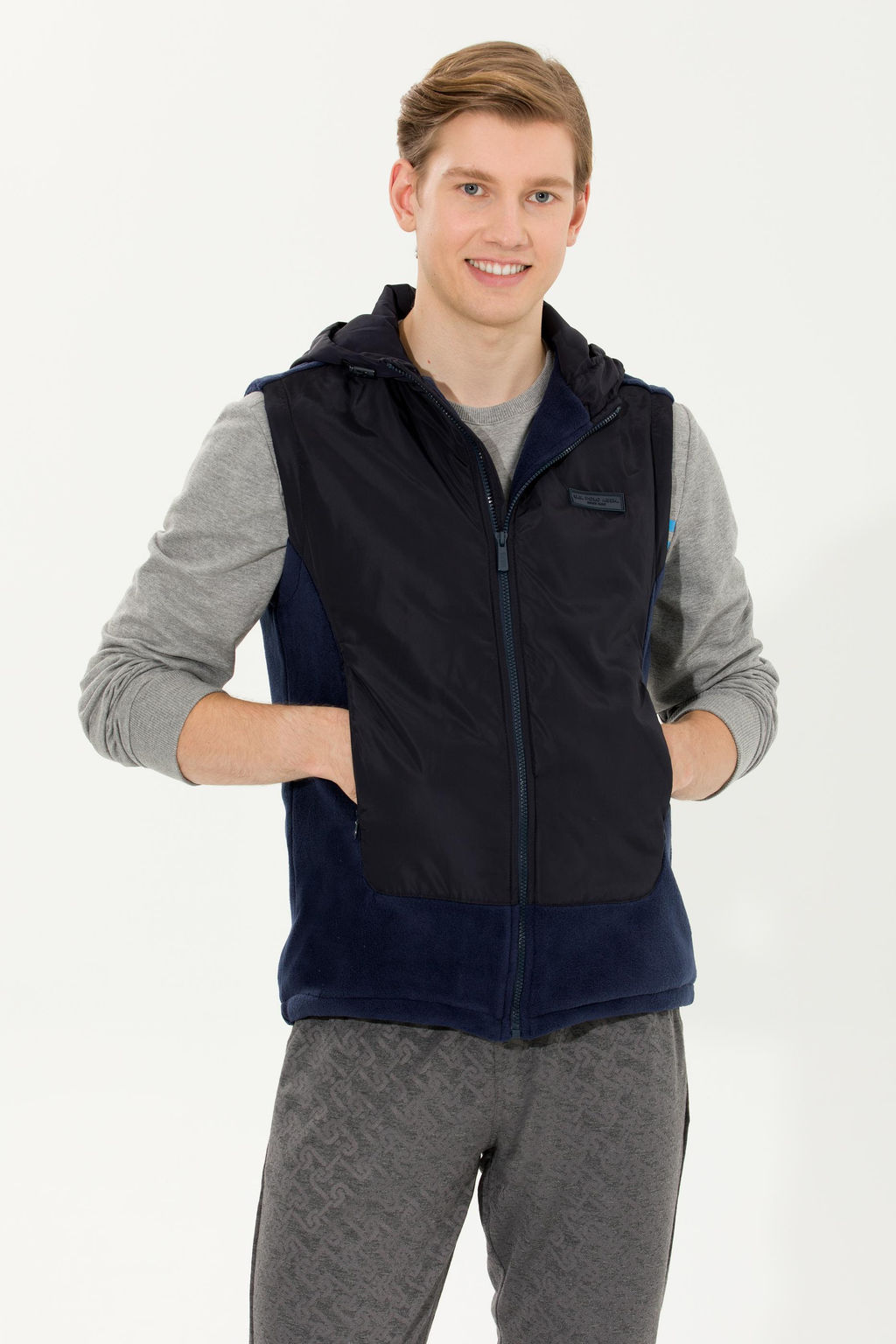 U. S. Polo Assn Мужской темно-синий вязаный кардиган с капюшоном - U.s. polo assn фото 2